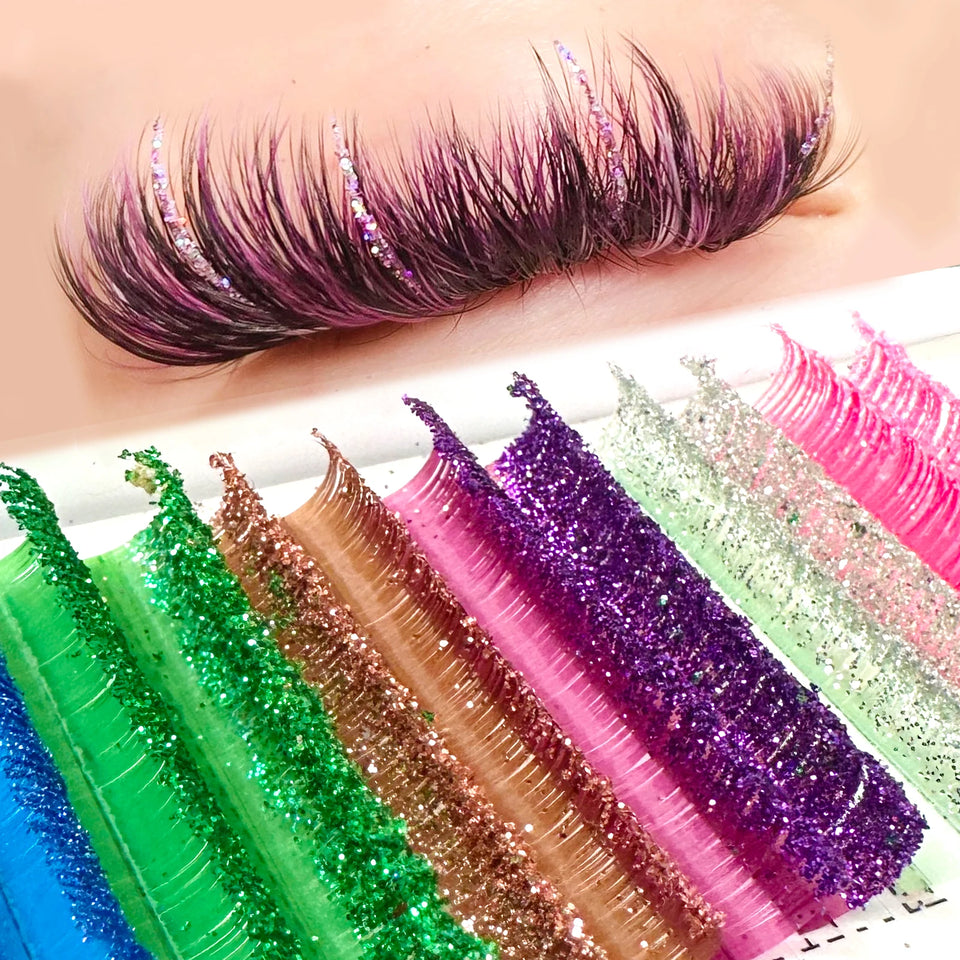 Colored Glitter Eyelash Shiny