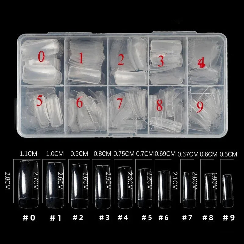 500Pcs Acrylic Nail Tips Transparent Artificial Half Cover French Full Cover Manicure False Nails Box Set for DIY Nail Art
