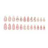 24Pcs/set Sweet Bow False Nails Press On Nails Fake Nails Kit Artificial Art Nails Finger DIY Manicure For Women And Girls
