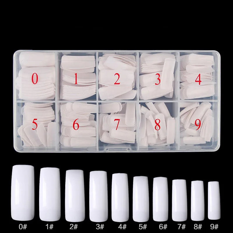 500Pcs Acrylic Nail Tips Transparent Artificial Half Cover French Full Cover Manicure False Nails Box Set for DIY Nail Art