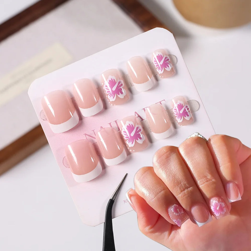 Flower Pink Hibiscus Nail
