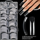 Long Hawk Curved Press On Nail Tips Full Cover Acrylic Artificial Curve Arch Coffin Fake Nails DIY Eagle Claw Shape 240pcs Nails
