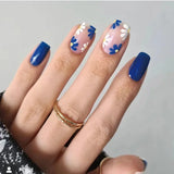 24Pcs/Set Medium Long Halo French Artificial Press on Nail Adhesive Full Coverage Fake Nails Removable Wearing False Nails Tips