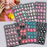 24 Pcs/box Children Cartoon Nail Tips Colorful Artificial Fake Nails for Cute Kids Girls Full Cover Short False Nail Art Kits*