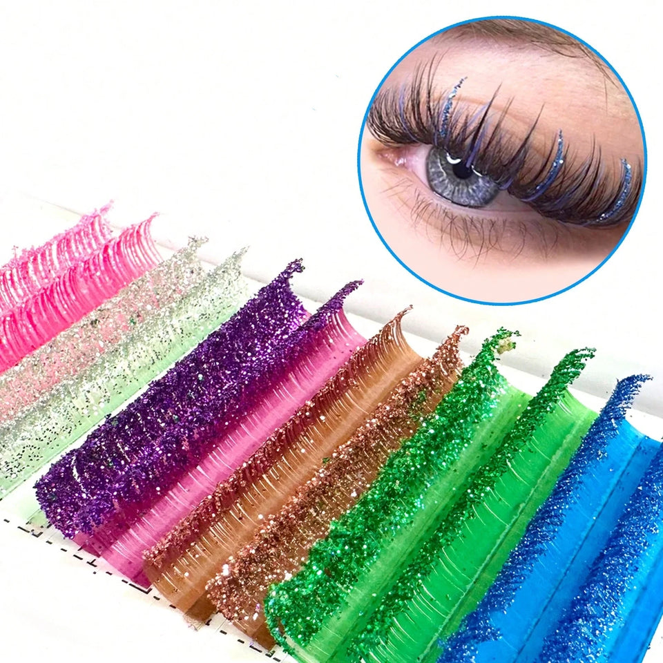 Colored Glitter Eyelash Shiny