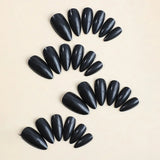 100Pcs Almond Press on Nails Medium Length Fake Nails Black Matte Almond False Nail Tips Artificial Fingernail Extend Fake Nails
